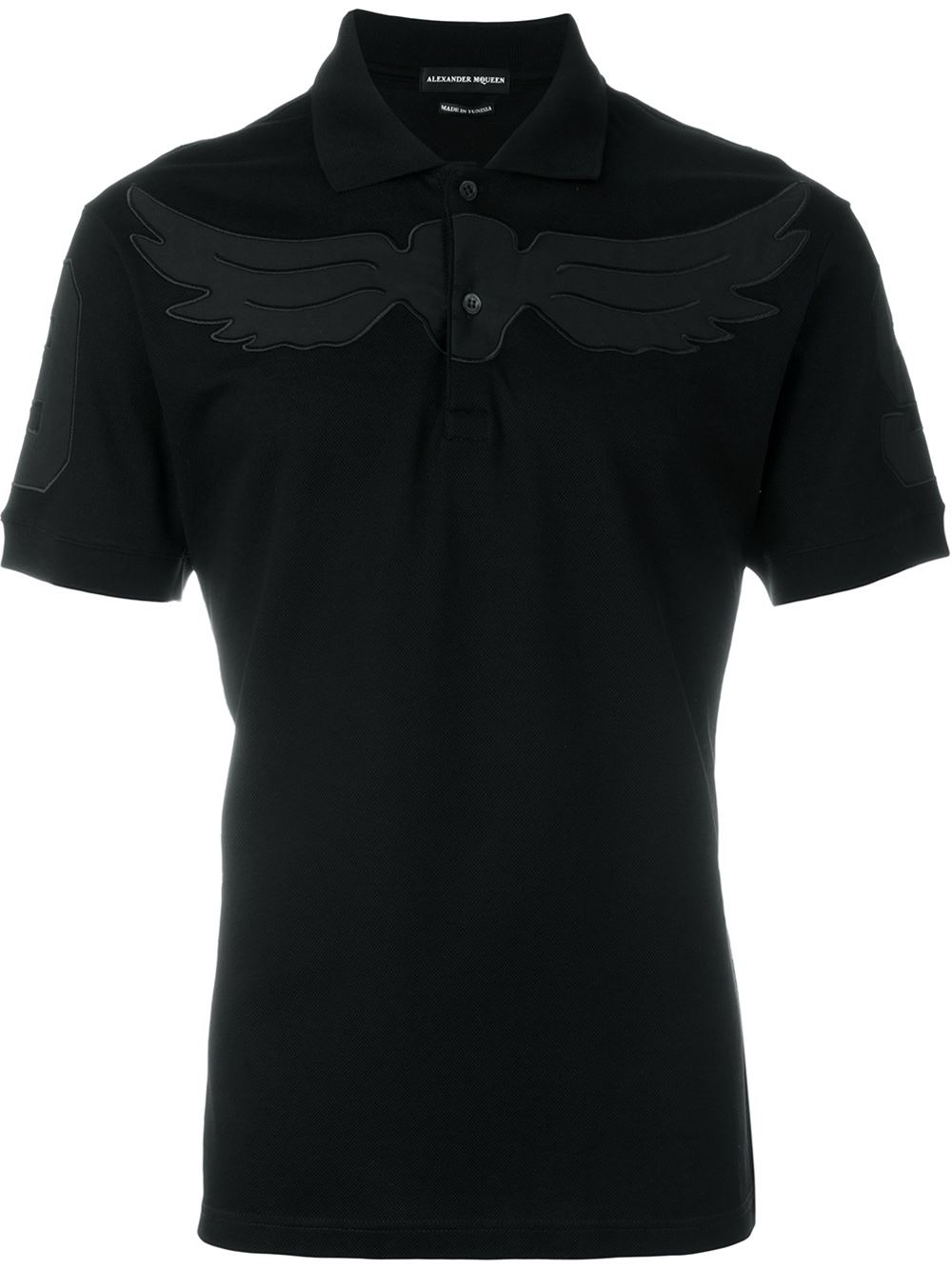 Alexander mcqueen Wings Embroidered Polo Shirt in Black for Men | Lyst