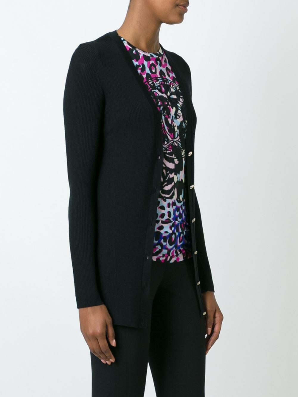  Versace  V neck Cardigan  in Black Lyst