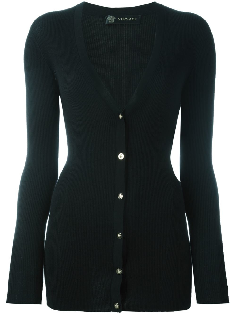  Versace  V neck Cardigan  in Black Lyst