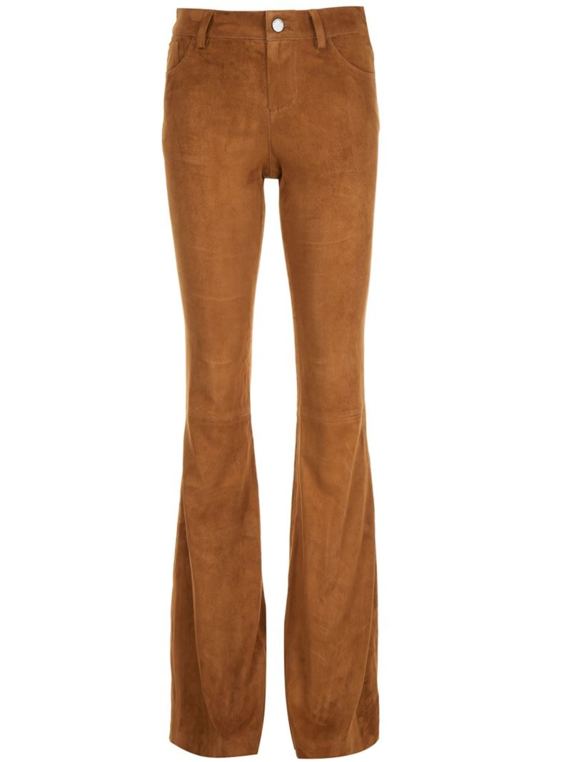 Alice + olivia Flared Suede Trousers in Blue (BROWN) | Lyst