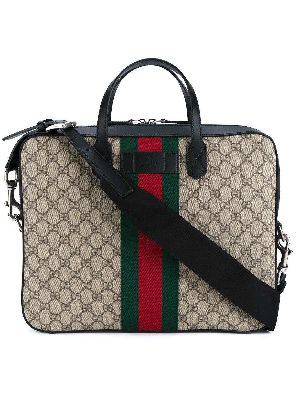Gucci Canvas Web Gg Laptop Bag in Black for Men - Lyst