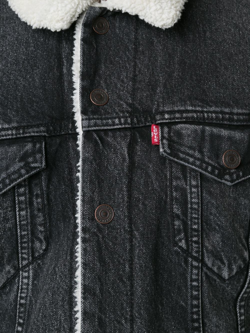 levis black denim jacket with fur