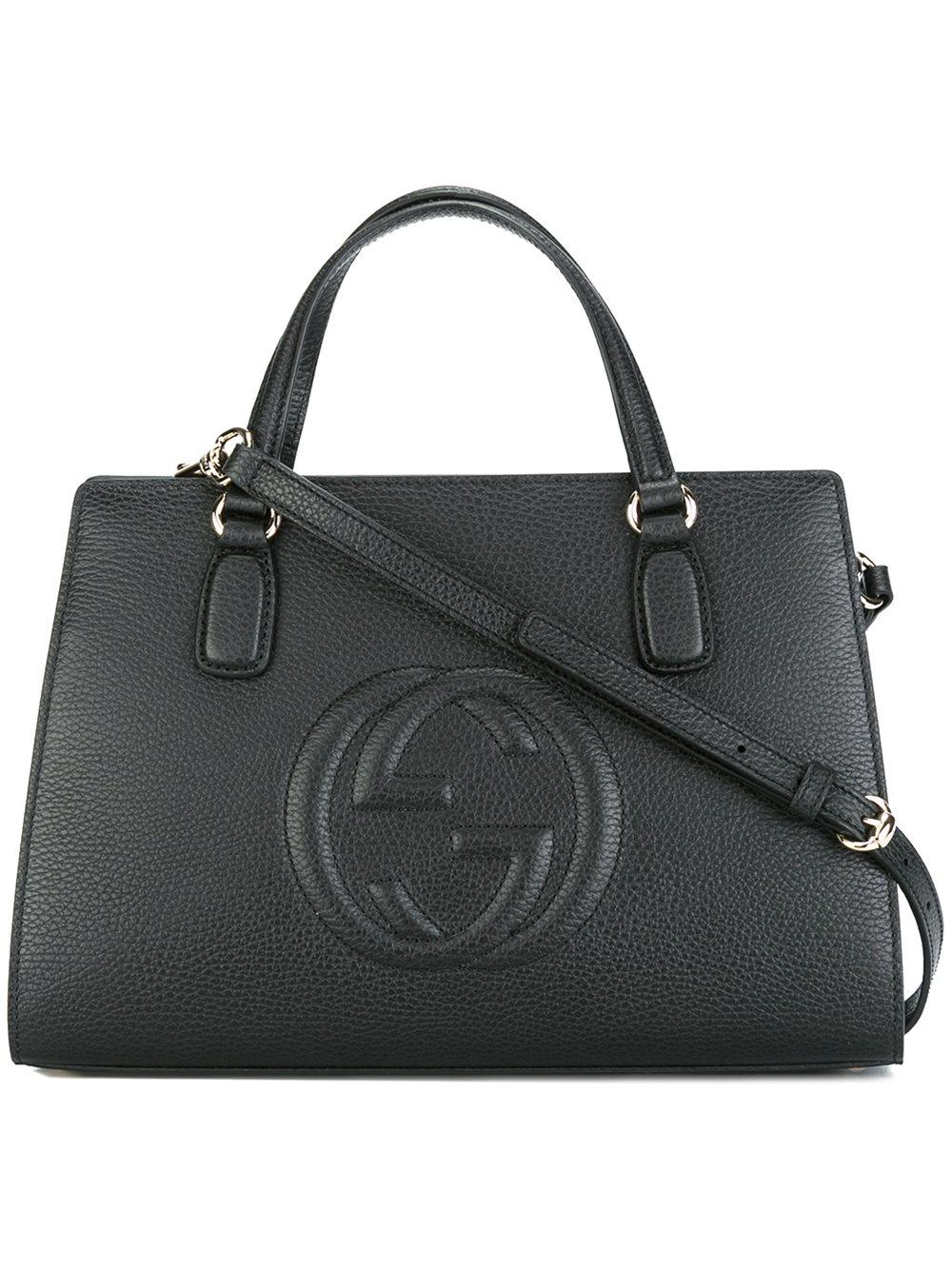 Lyst - Gucci - Embossed Gg Logo Tote Bag - Women - Leather - One Size in Black