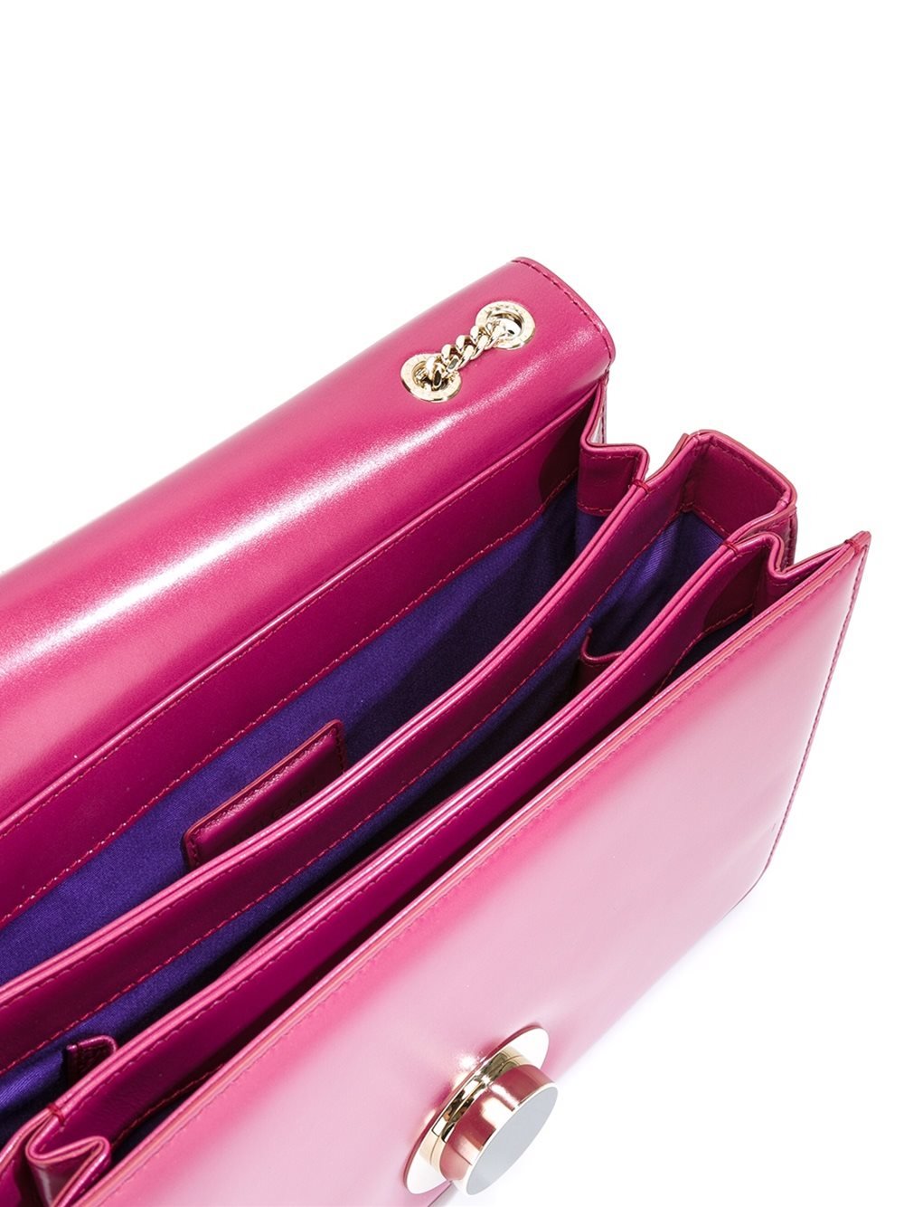 womens pink bi-colored leather cross-body bag