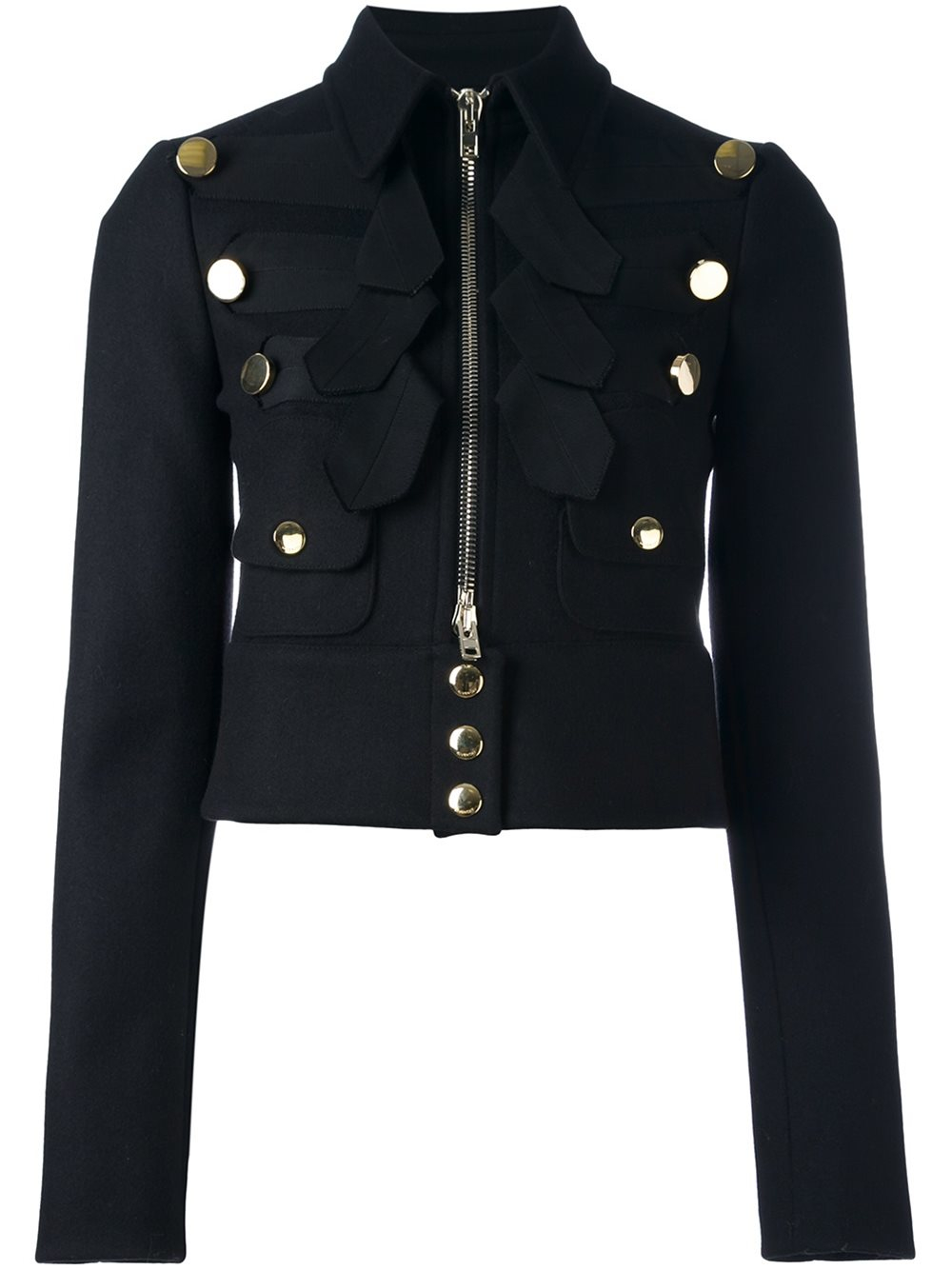Givenchy Cropped Military Jacket in Black | Lyst