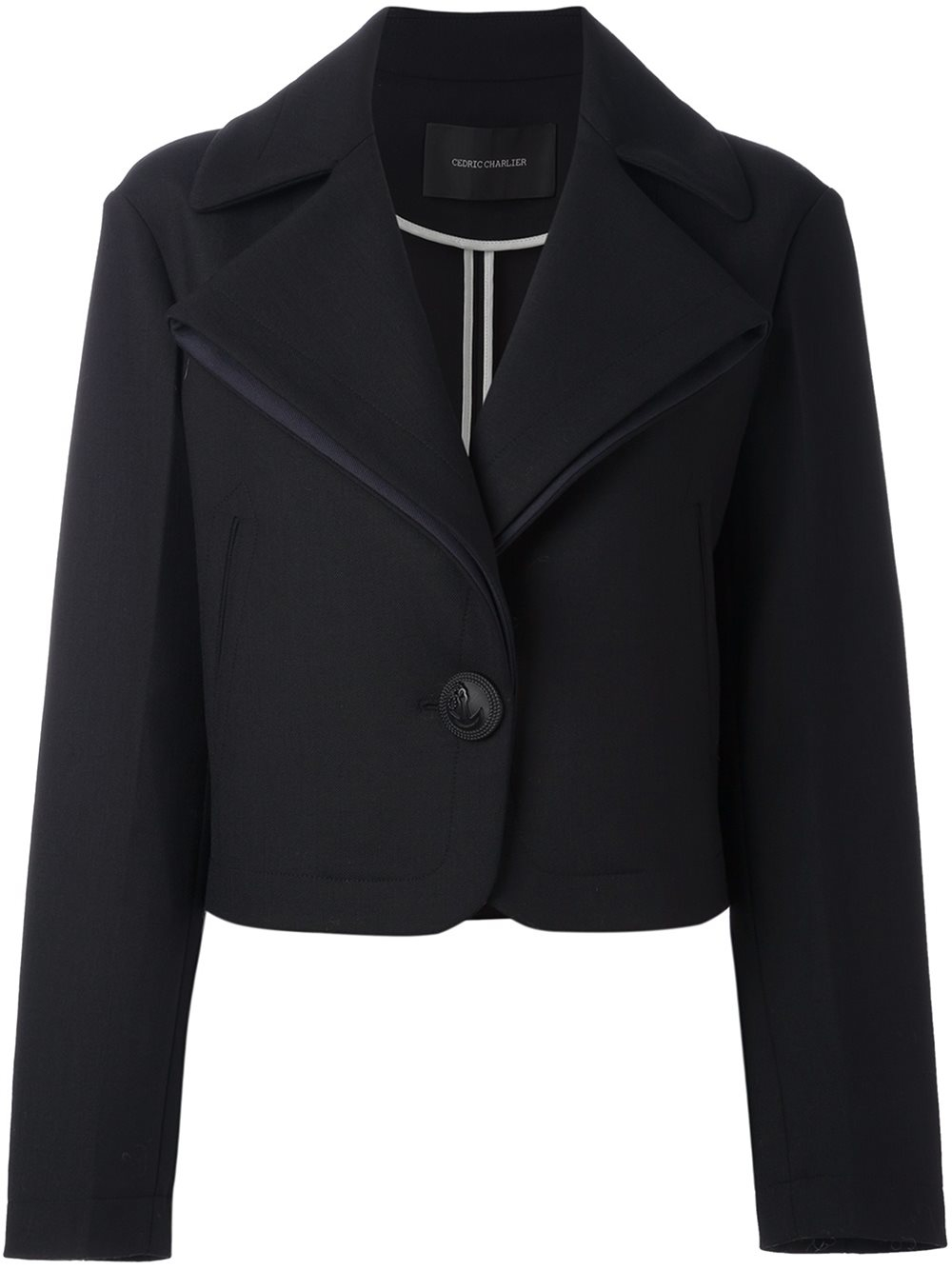 Cedric Charlier Wide Lapel Blazer In Black Lyst cedric charlier wide lapel blazer in black lyst