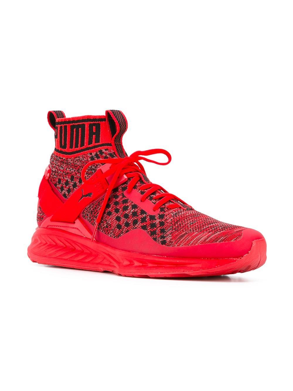 puma red ankle shoes
