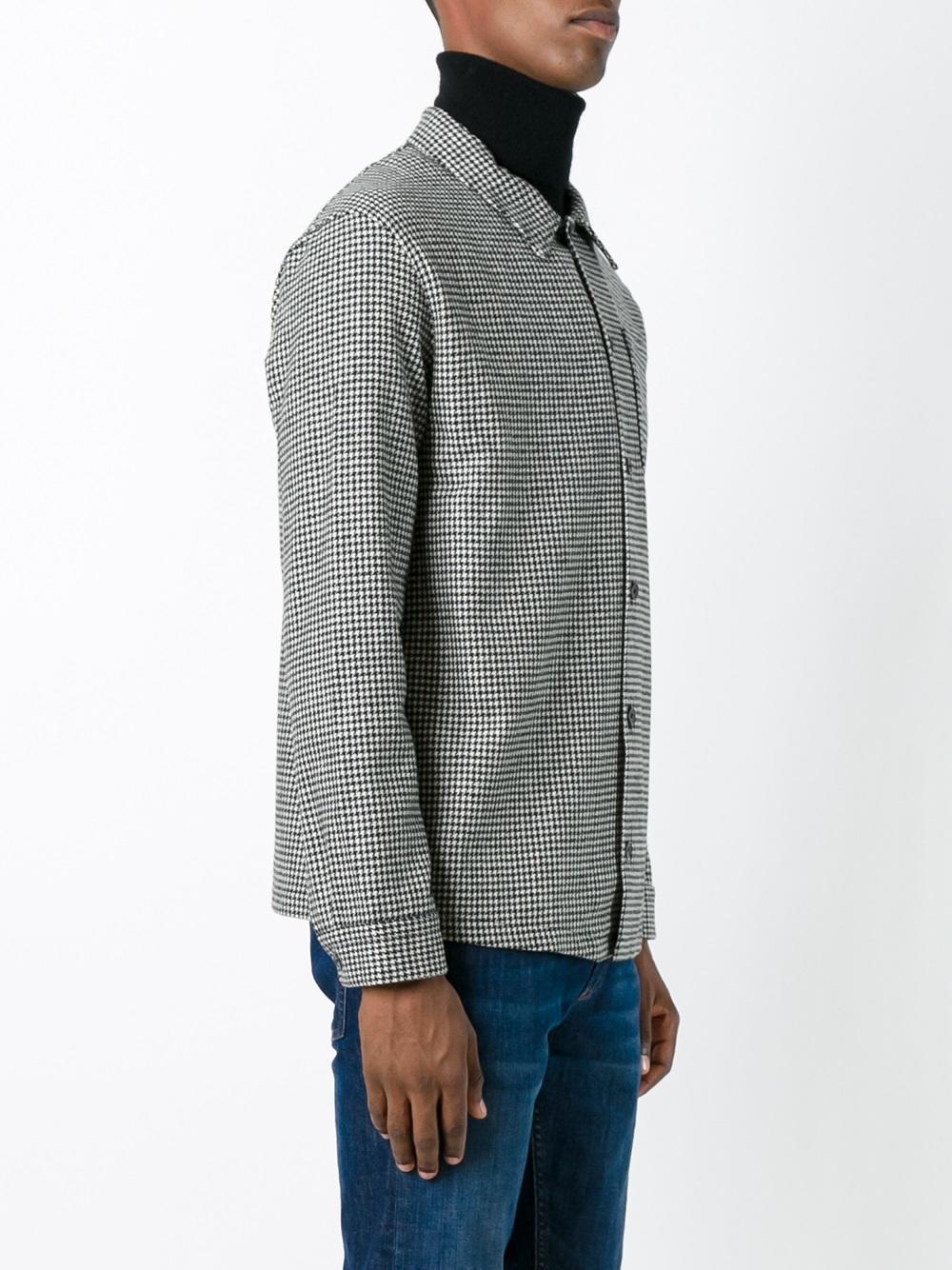 Lyst - Ami Mirco Houndstooth Overshirt in Black for Men