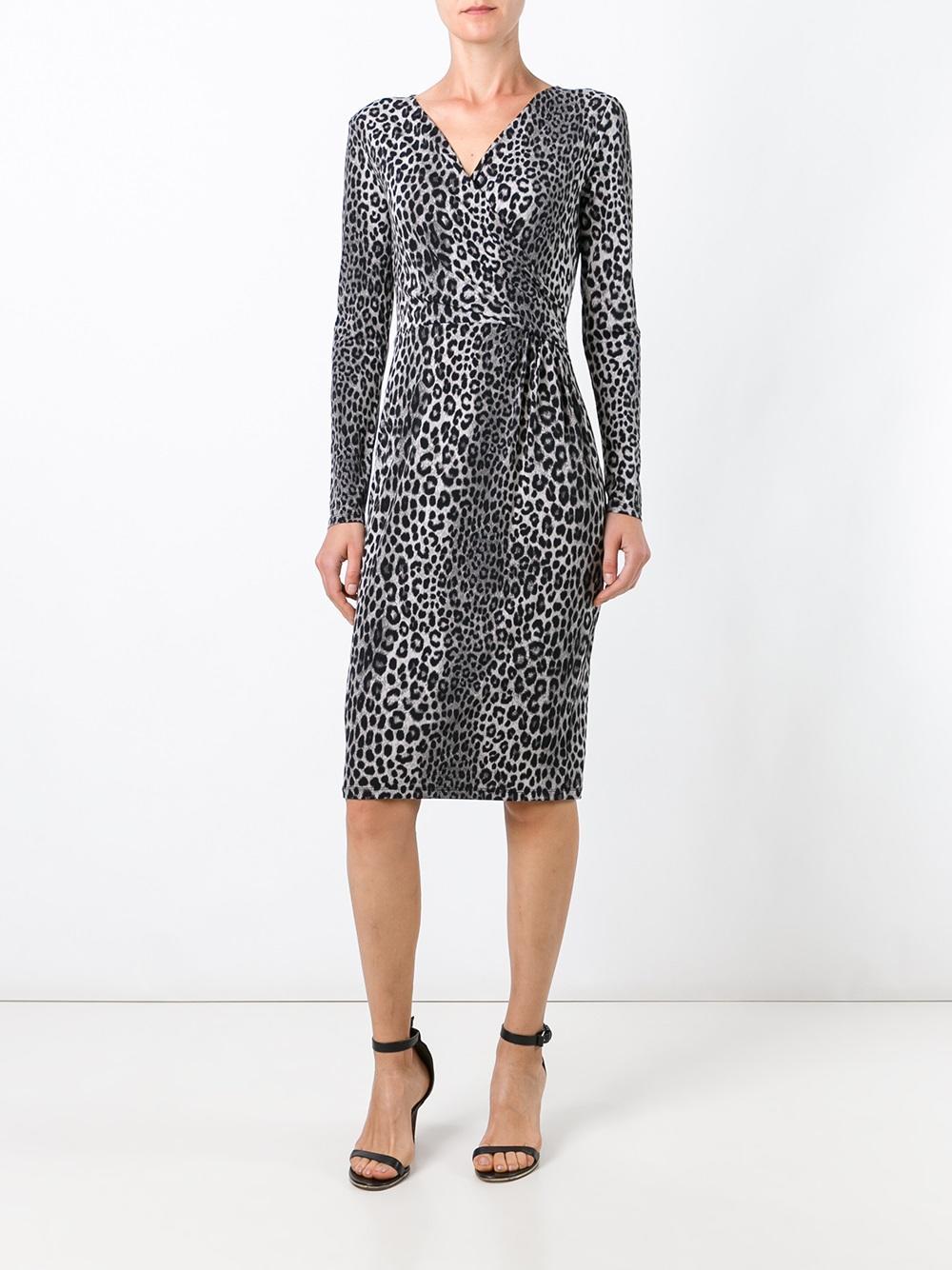 MICHAEL Michael Kors Leopard Print Dress in Gray - Lyst