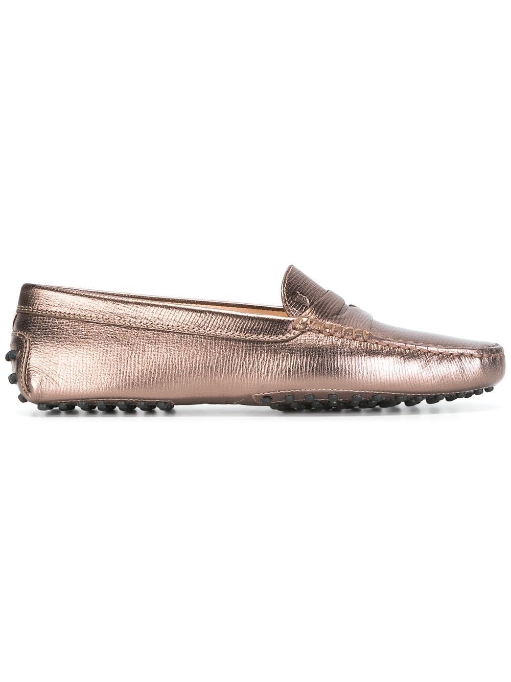 Tod's Metallic Loafers in Brown Lyst