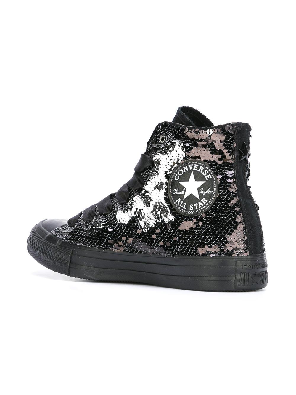 Converse 'all Star' Sequin Hitop Sneakers in Black Lyst