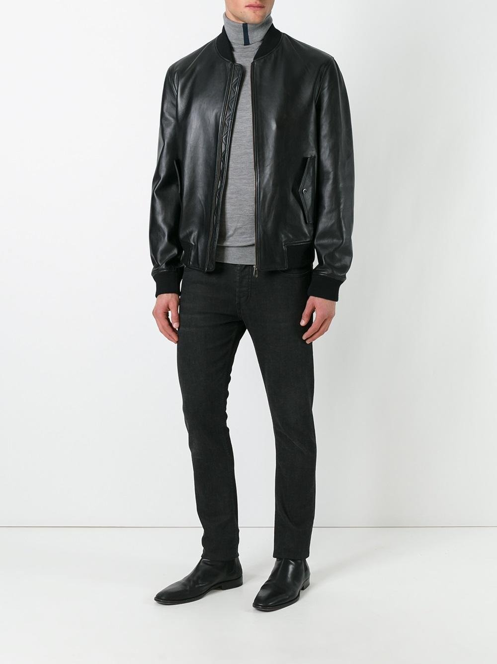 Lyst - Versace Leather Bomber Jacket in Black for Men