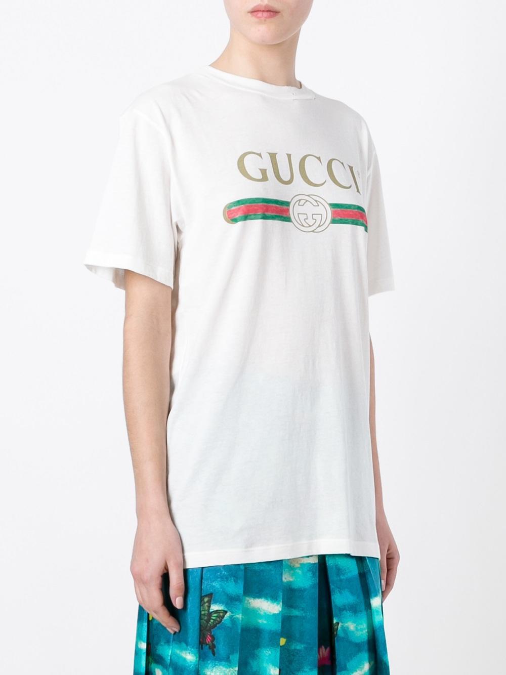 Gucci Print T-shirt in White | Lyst