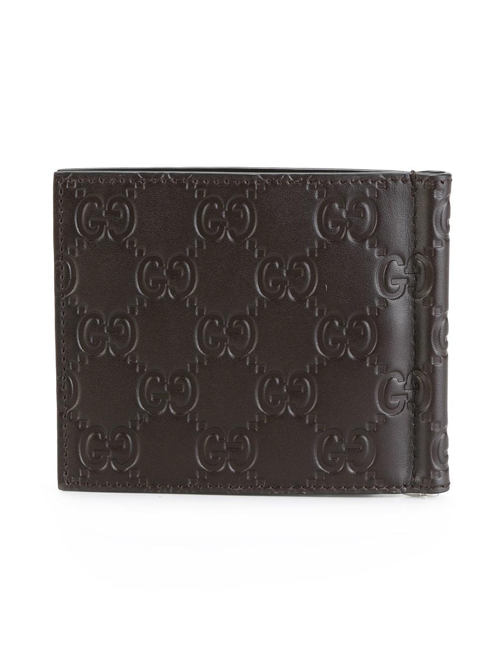 Lyst - Gucci Signature Money Clip Wallet in Brown for Men