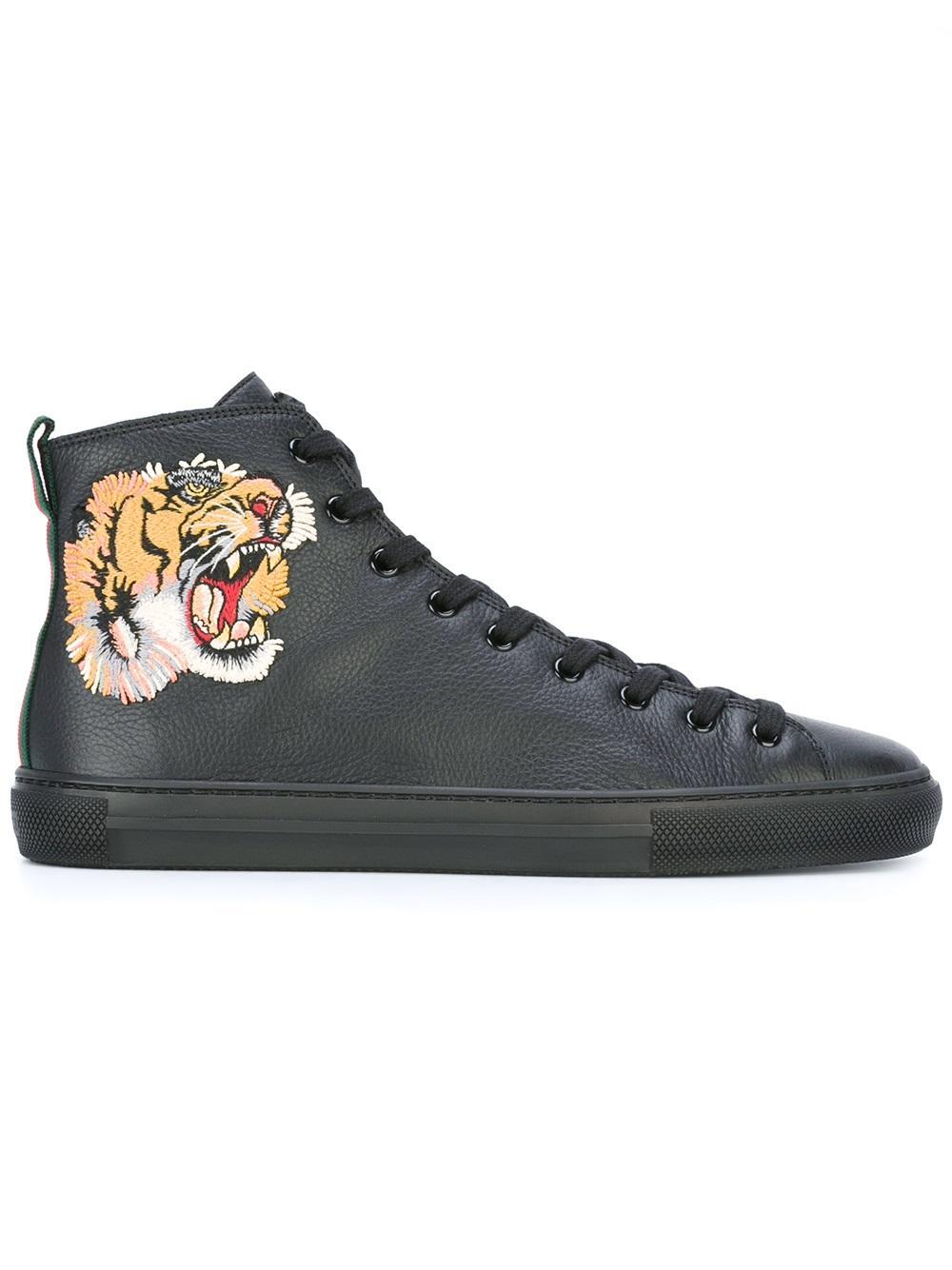 Lyst - Gucci Tiger Hi-top Sneakers in Black for Men