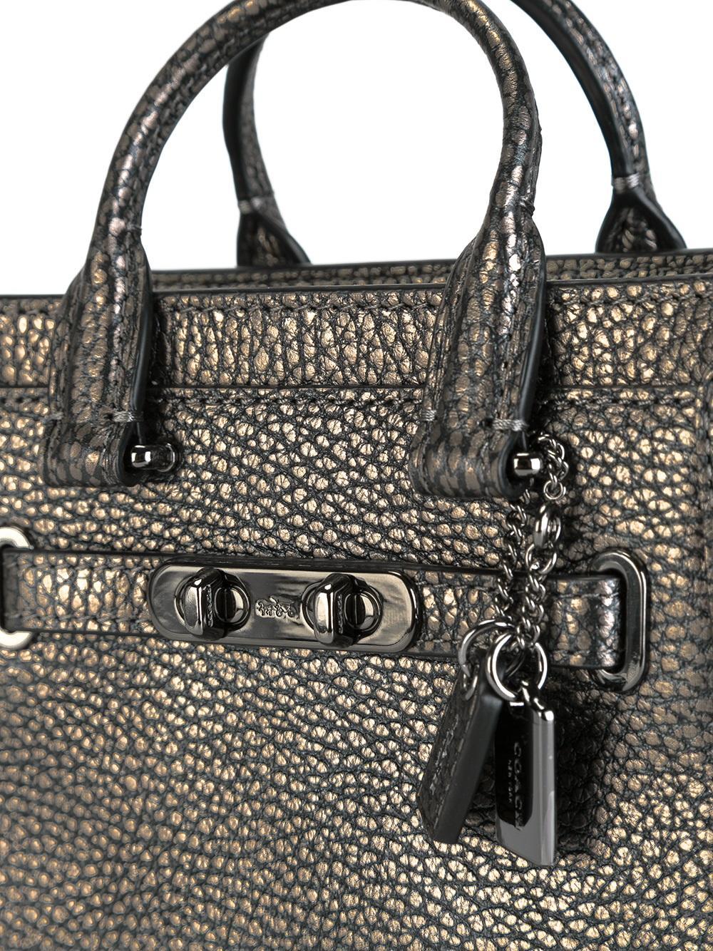 metallic leather crossbody bag