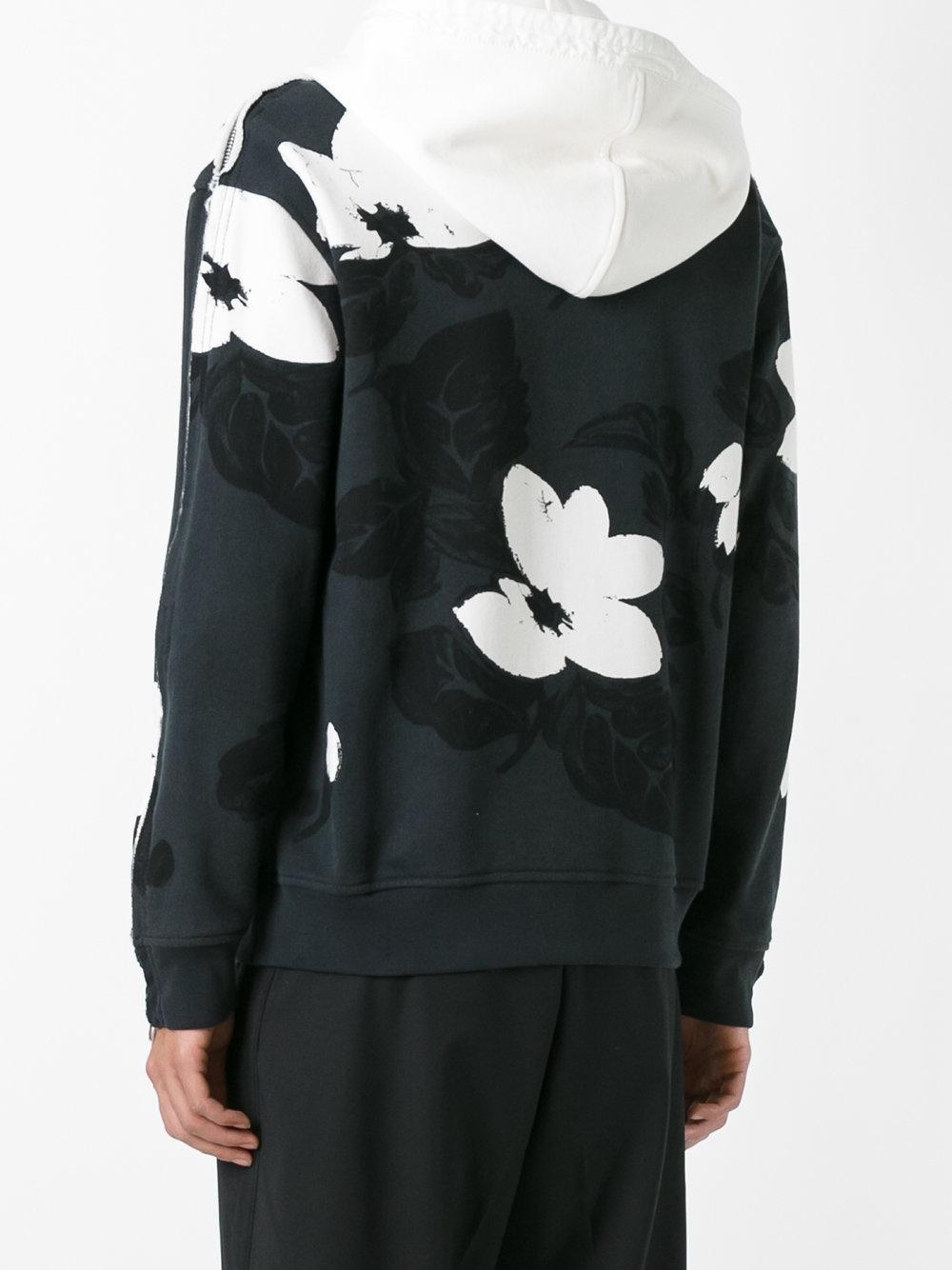 Lyst - 3.1 Phillip Lim Floral Pattern Hoodie in Black for Men