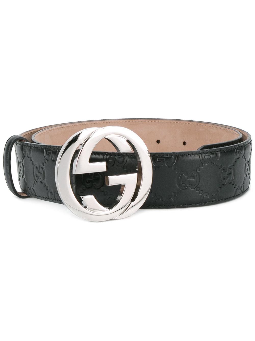 Gucci Gg Logo Buckle Belt in Black for Men | Lyst