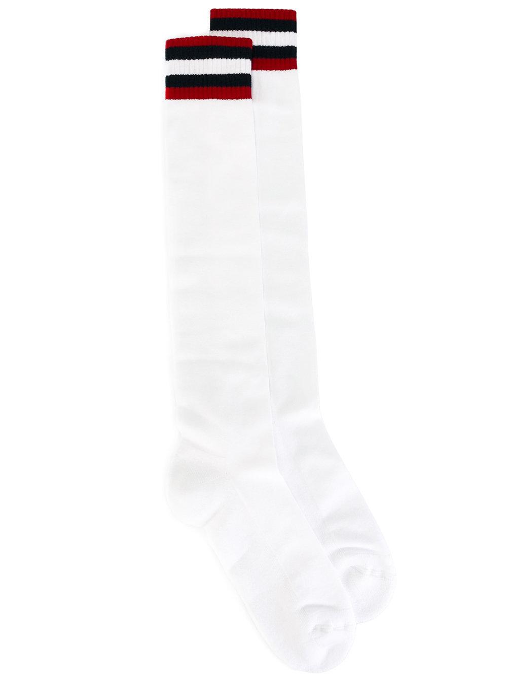 Gucci Triple Stripe Long Socks in White for Men Lyst