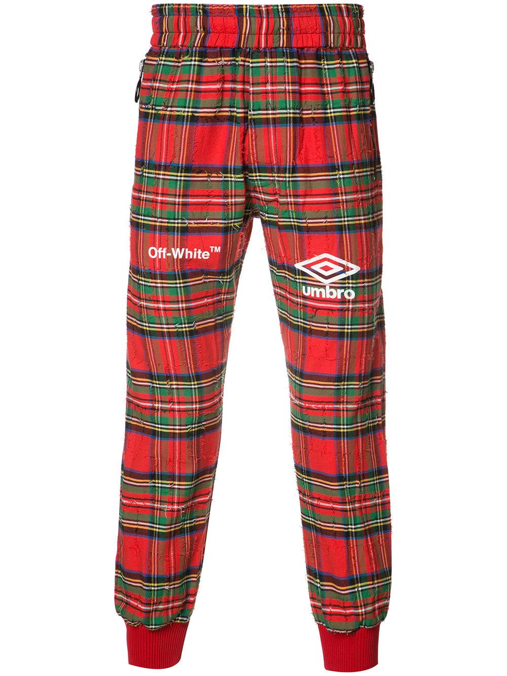 red plaid track pants mens