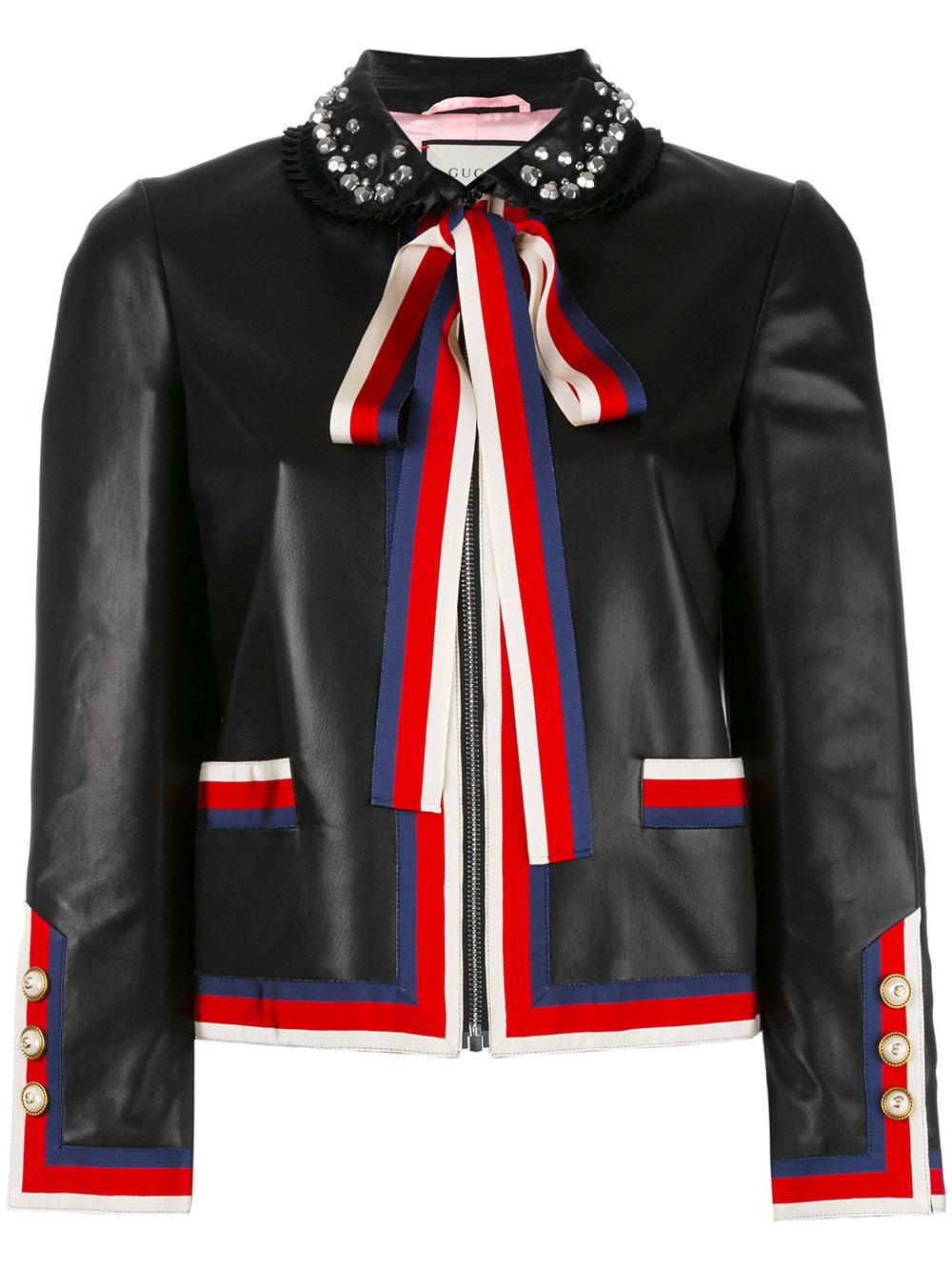 Gucci Embellished Bow Tie Jacket in Black | Lyst