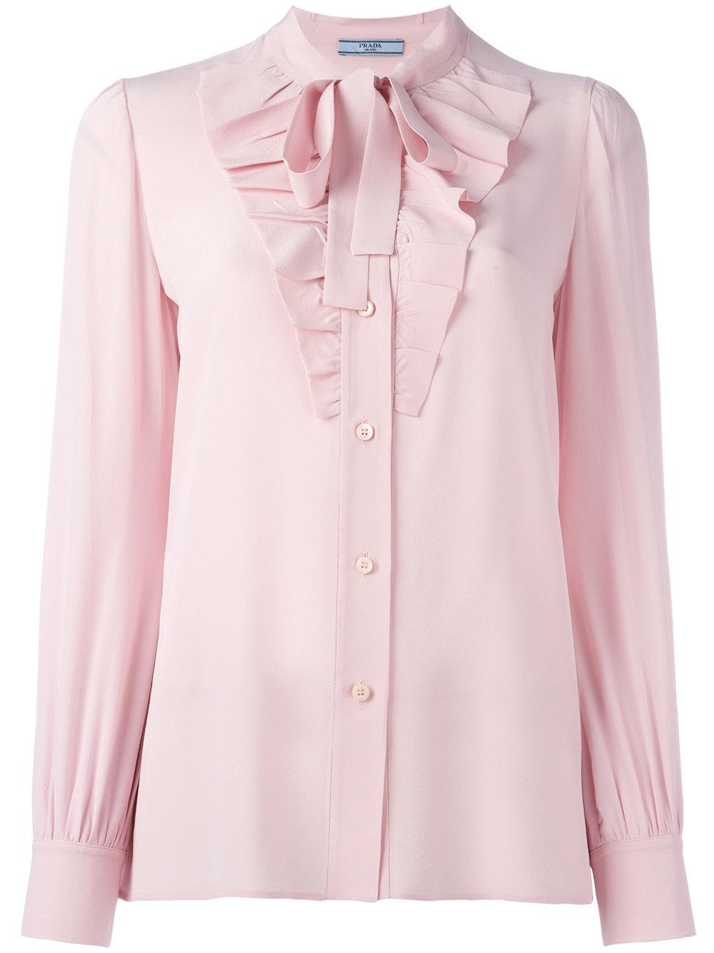 pink blouse with tie