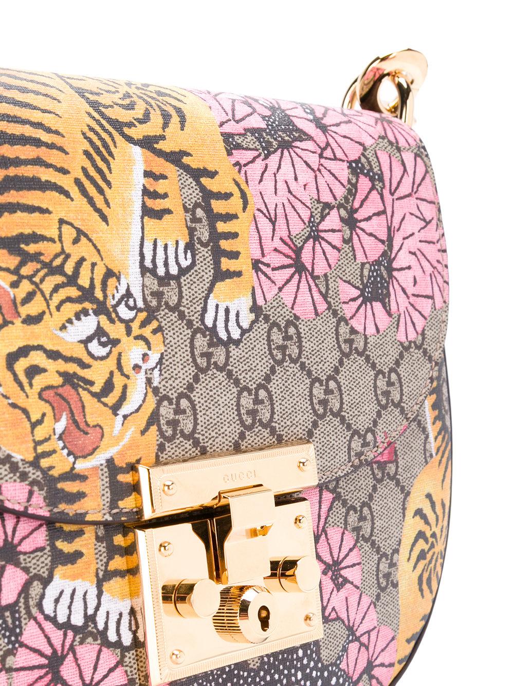 Gucci Bengal Tiger Print Padlock Shoulder Bag in Brown - Lyst