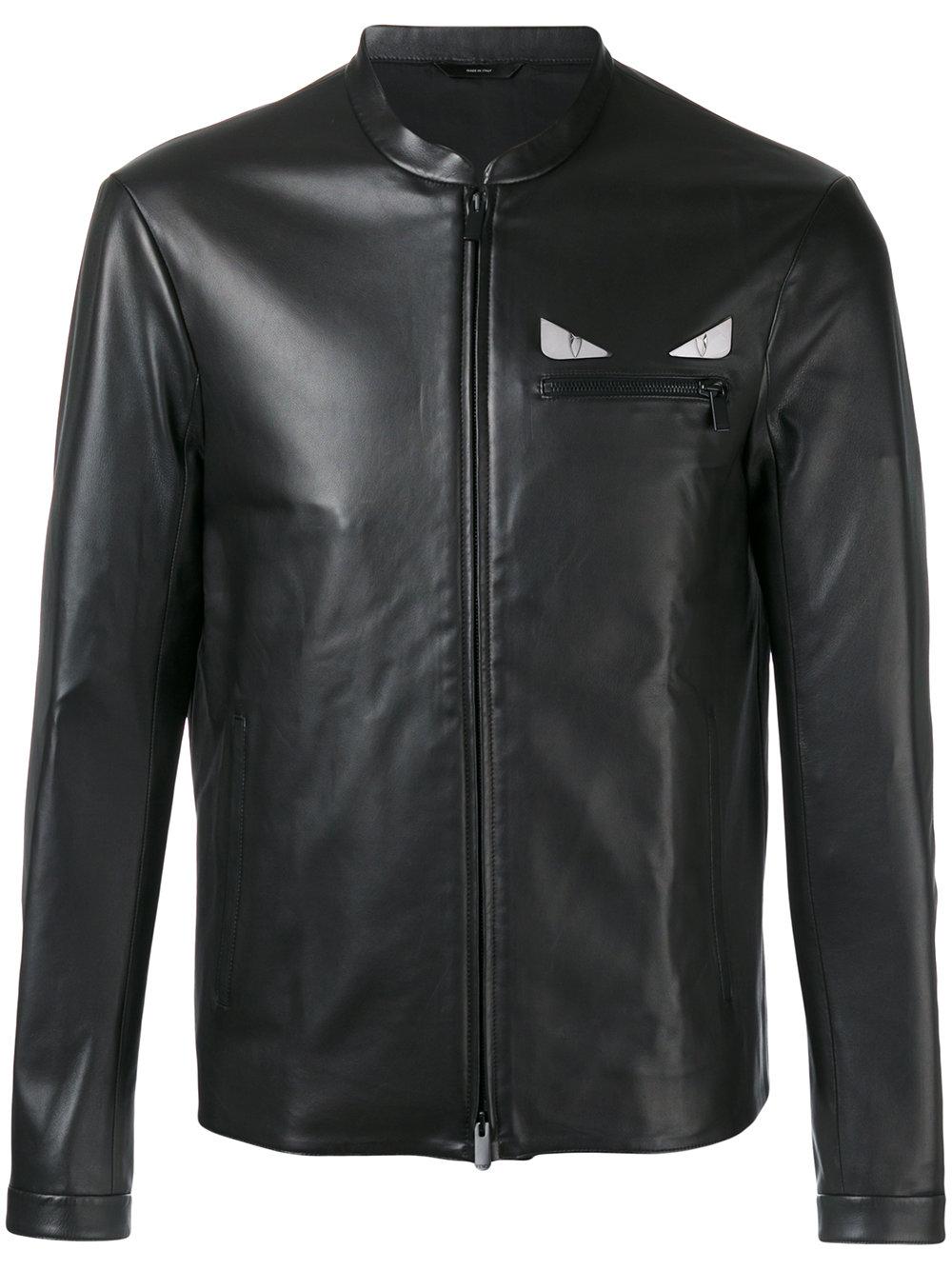 Fendi 'metal Eye' Leather Jacket in Black for Men | Lyst