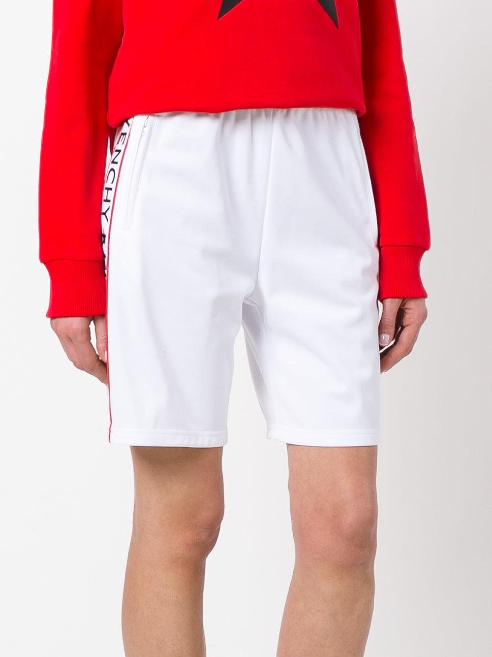 Givenchy Logo Stripe Bermuda Shorts in White | Lyst