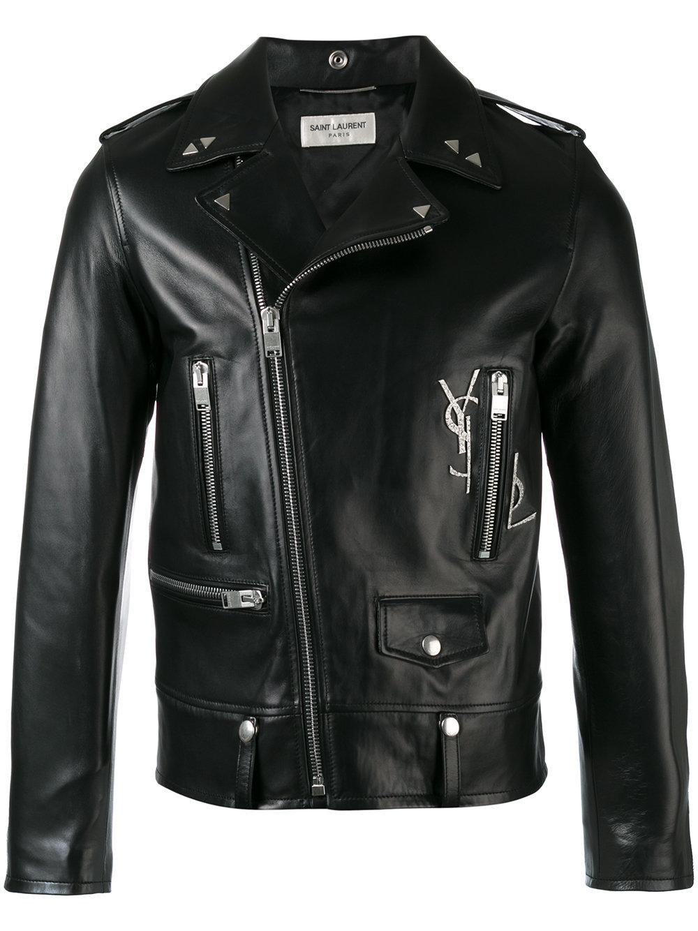 Lyst - Saint Laurent Classic Ysl Motorcycle Jacket in Black for Men
