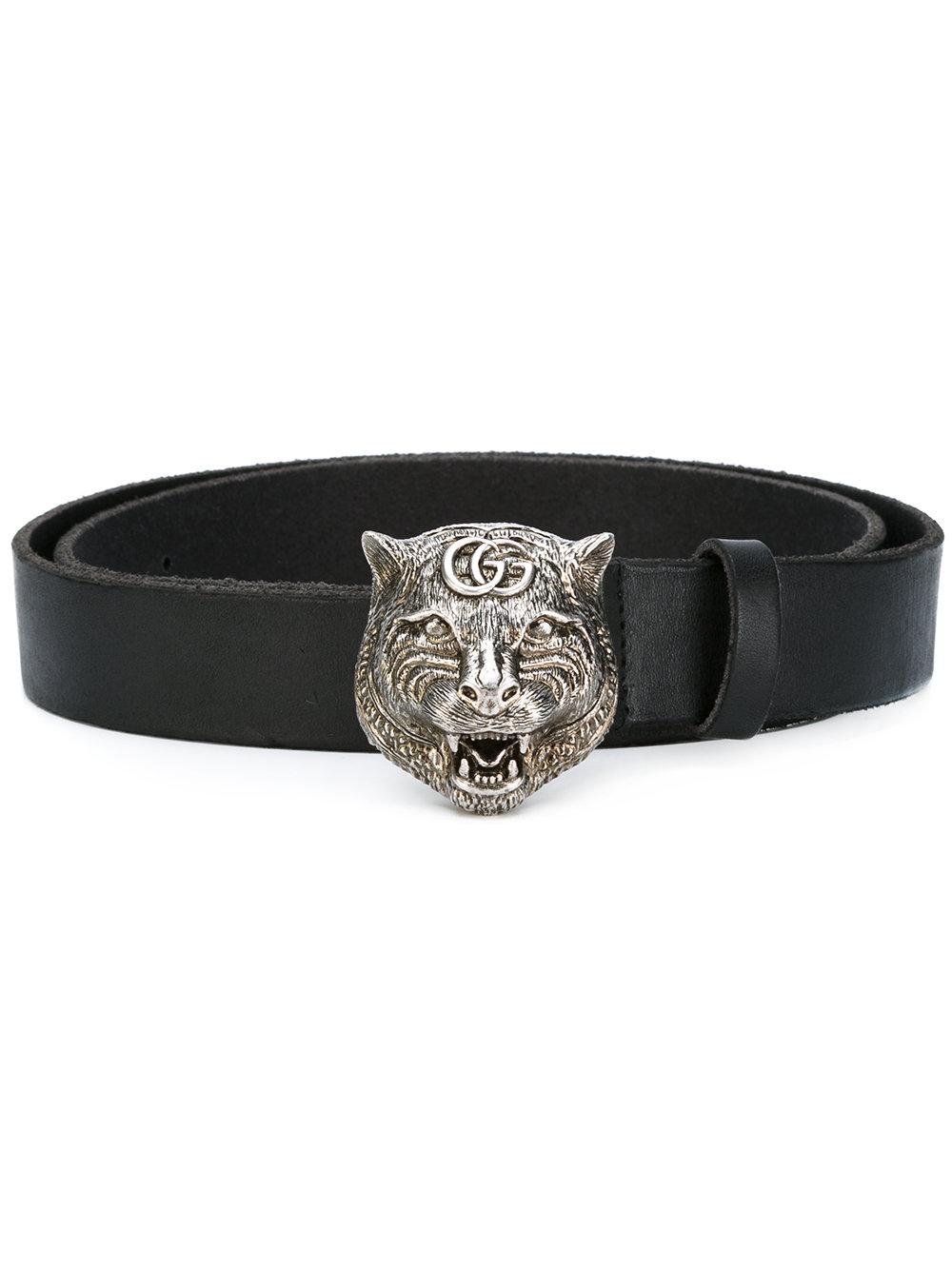 Lyst - Gucci Tiger&#39;s Head Belt in Black for Men