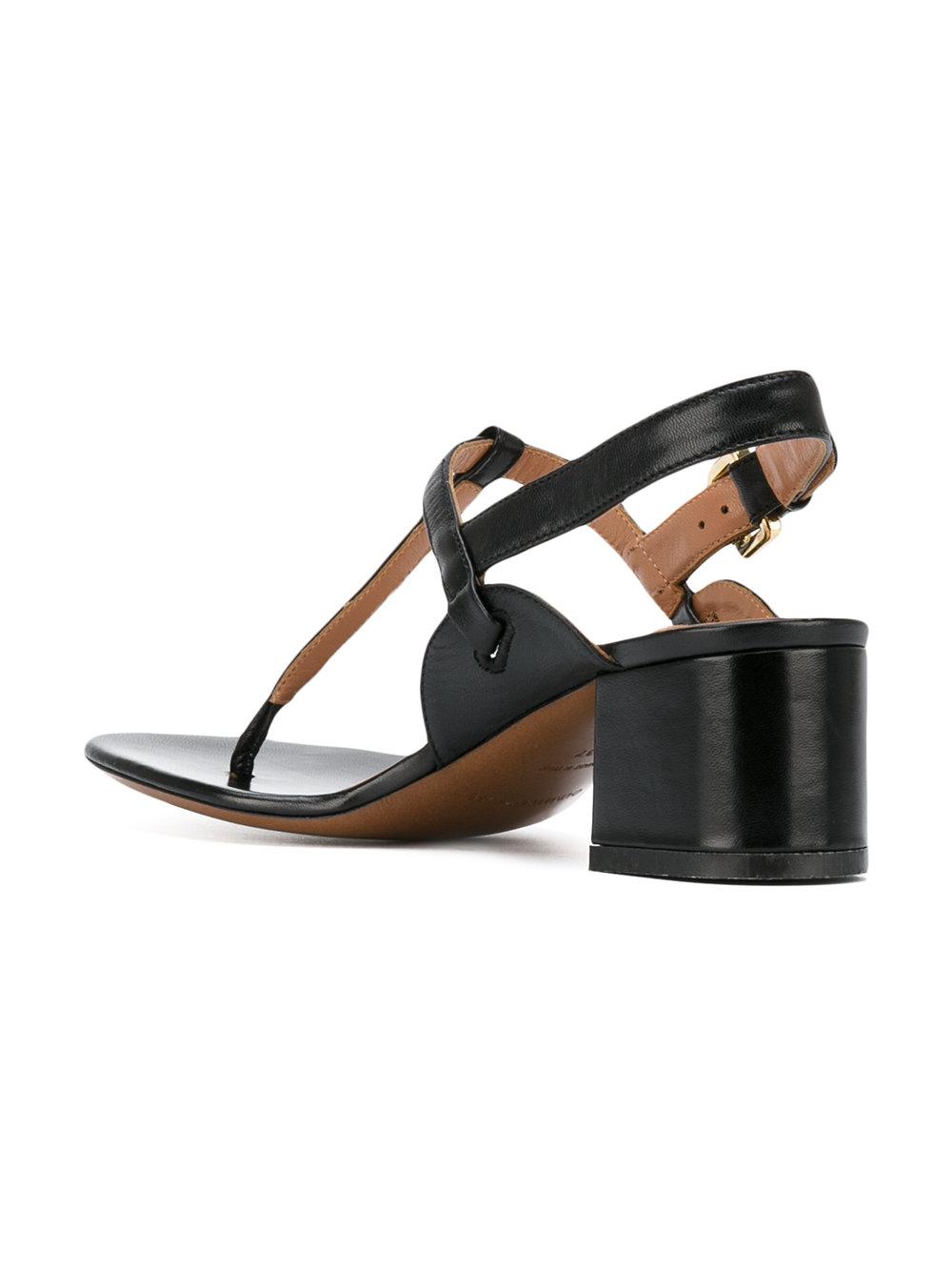 Lyst - L'Autre Chose Block Heel Thong Sandals in Black