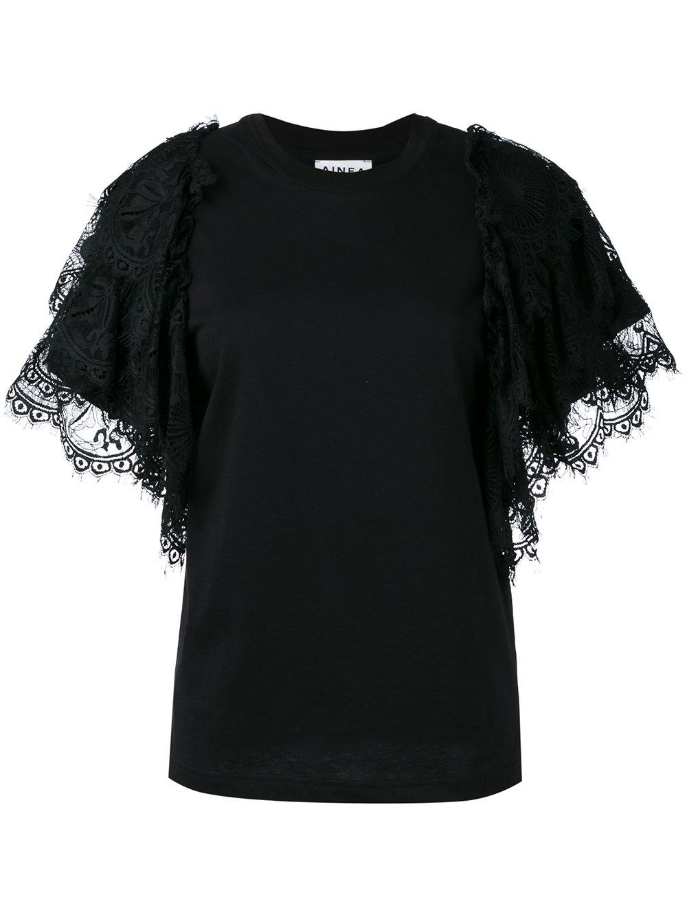 Lyst - Ainea Ruffle Sleeve T-shirt in Black