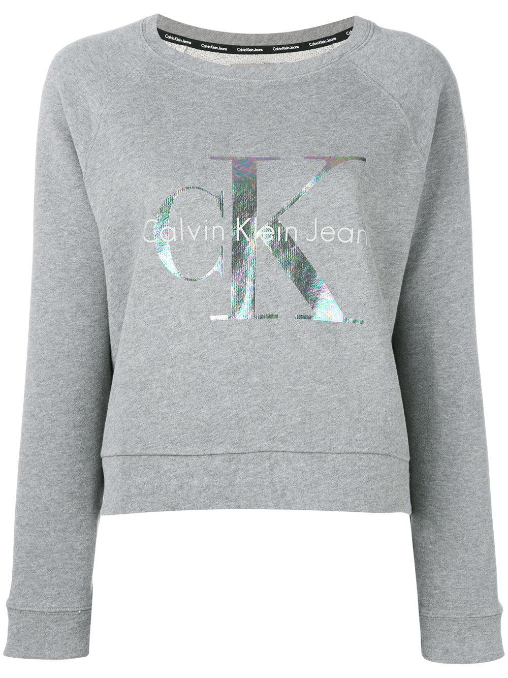 Lyst - Calvin Klein Jeans Logo Print Sweatshirt in Gray
