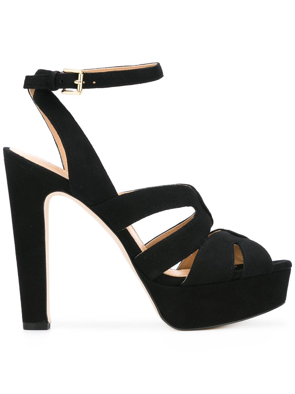 Michael michael kors Platform Crossover Sandals in Black | Lyst