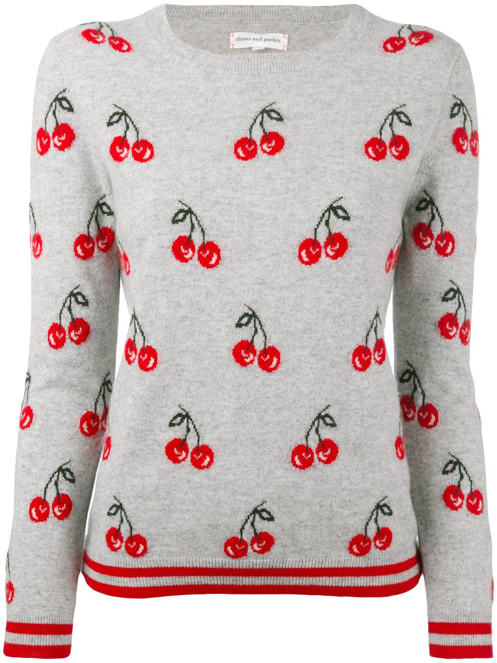 Chinti & parker All-over Cherry Sweater in Gray | Lyst