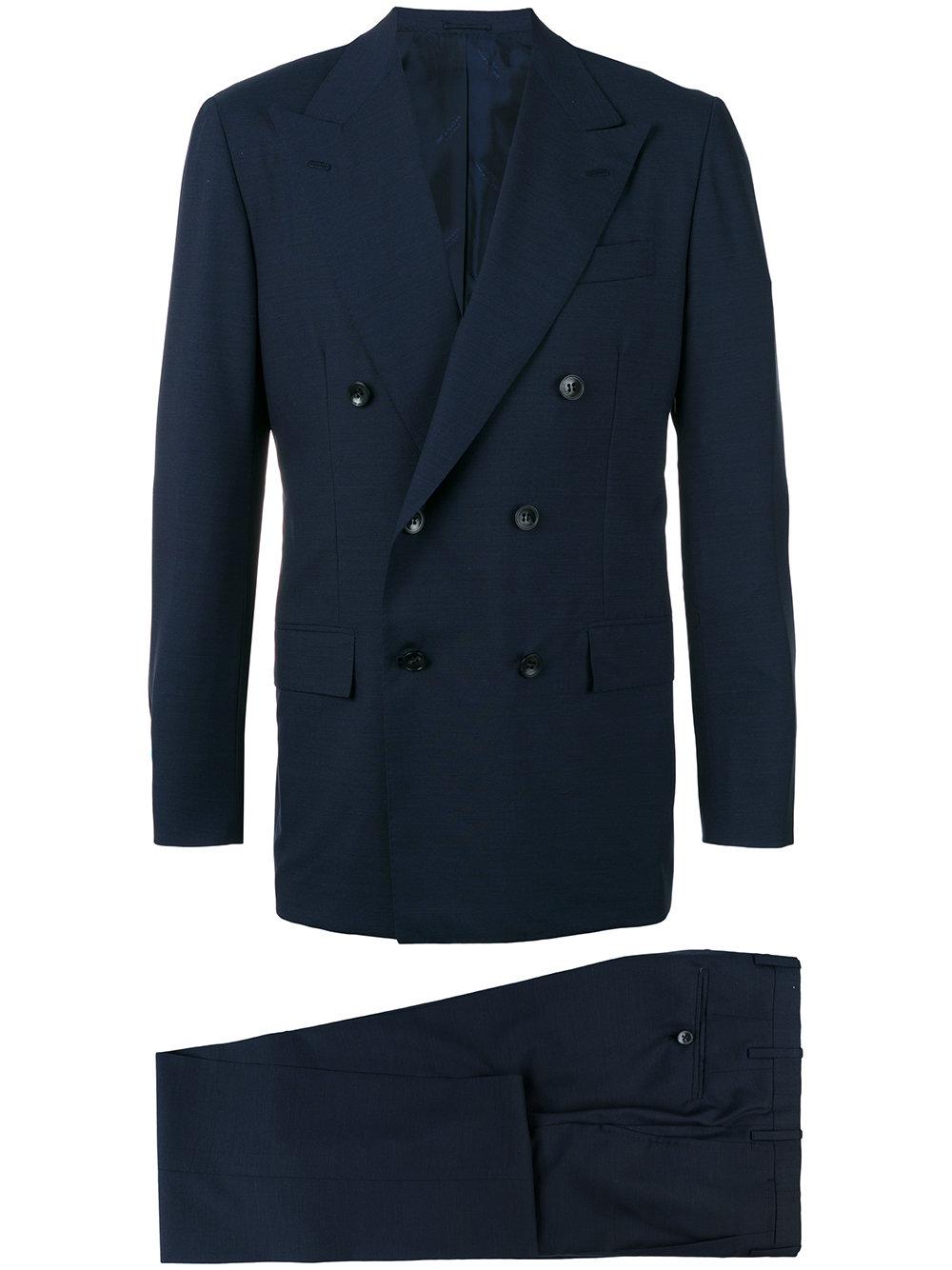 Lyst - Kiton Double-breasted Two-piece Suit in Blue for Men