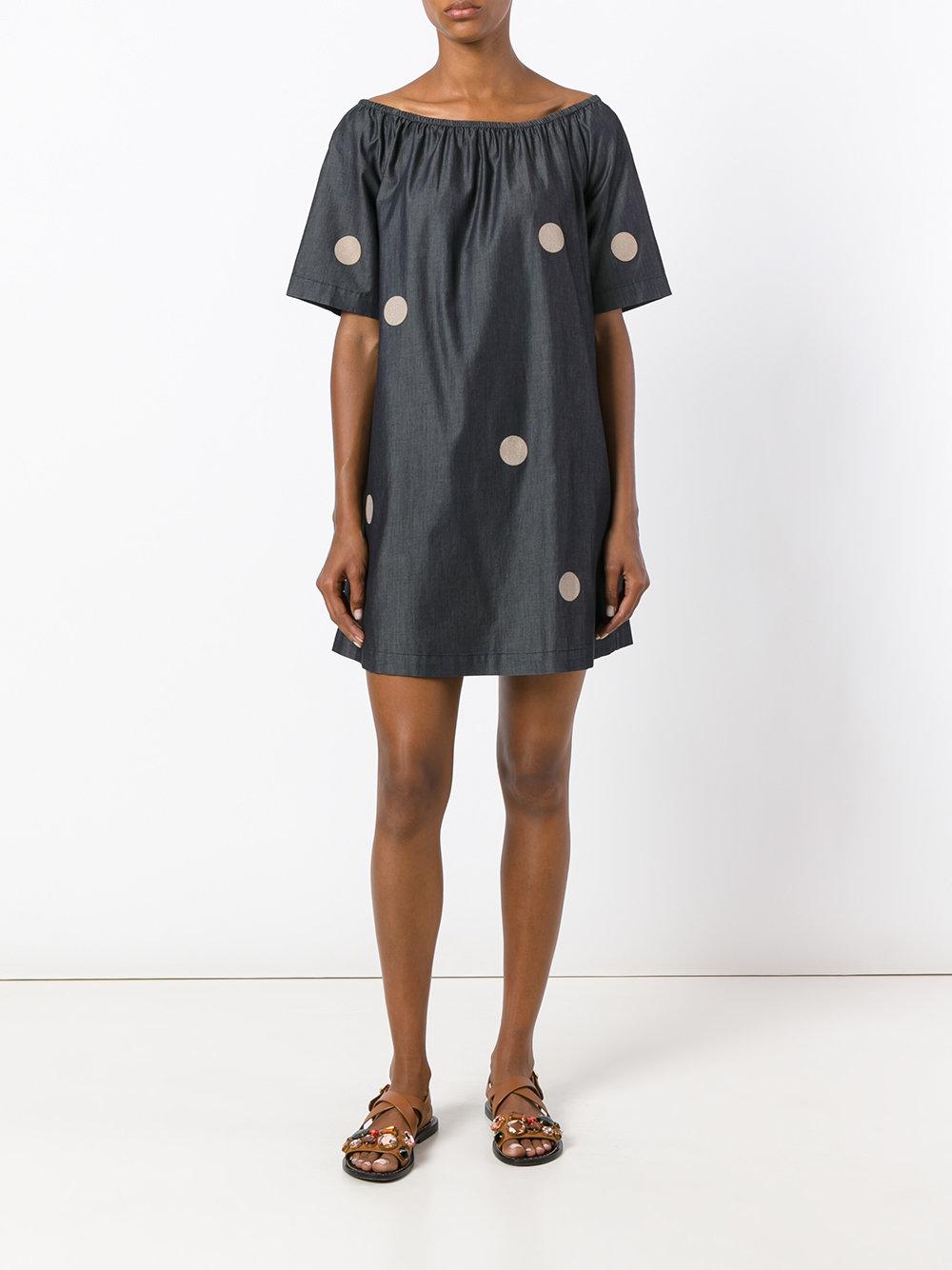Emporio armani Polka Dot Shift Dress in Gray | Lyst
