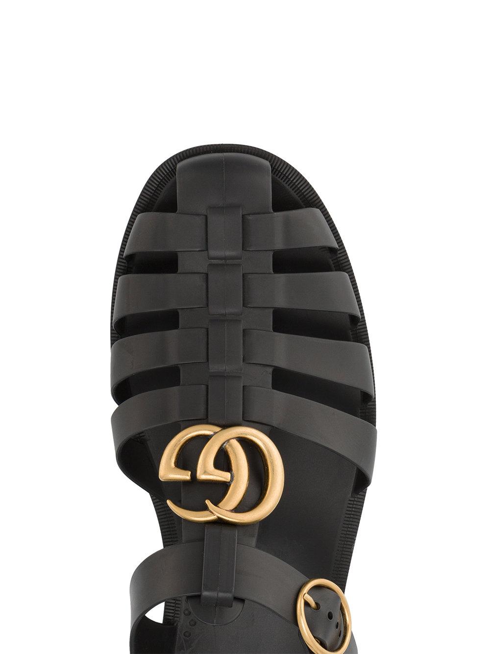 Lyst - Gucci Buckle Strap Jelly Sandals in Black for Men