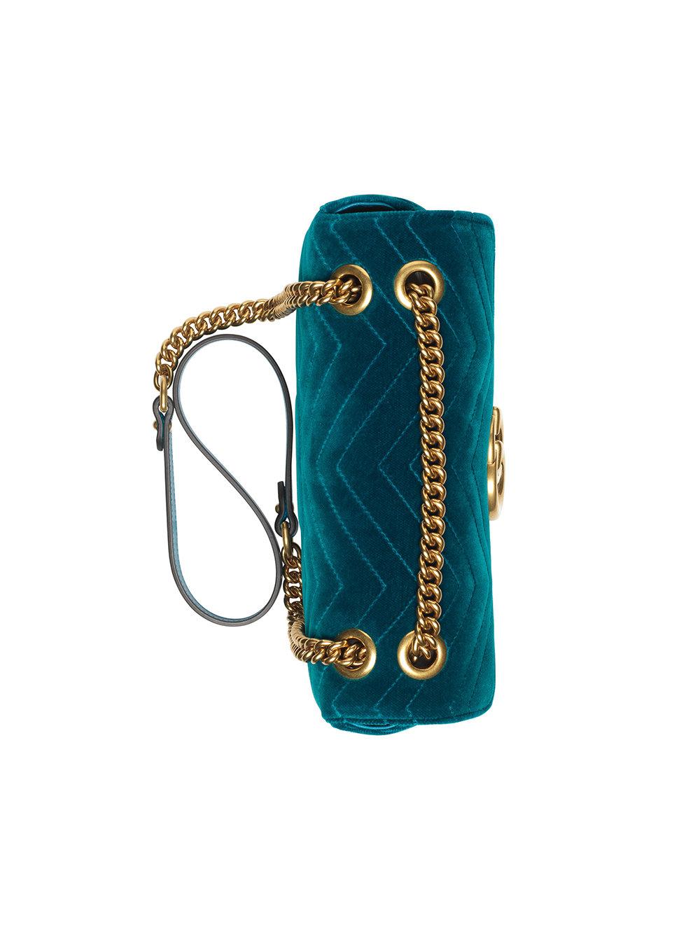 Lyst - Gucci GG Marmont Velvet Shoulder Bag in Blue