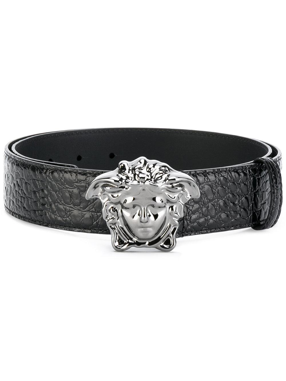 Versace Crocodile-effect Medusa Palazzo Belt in Black for Men | Lyst