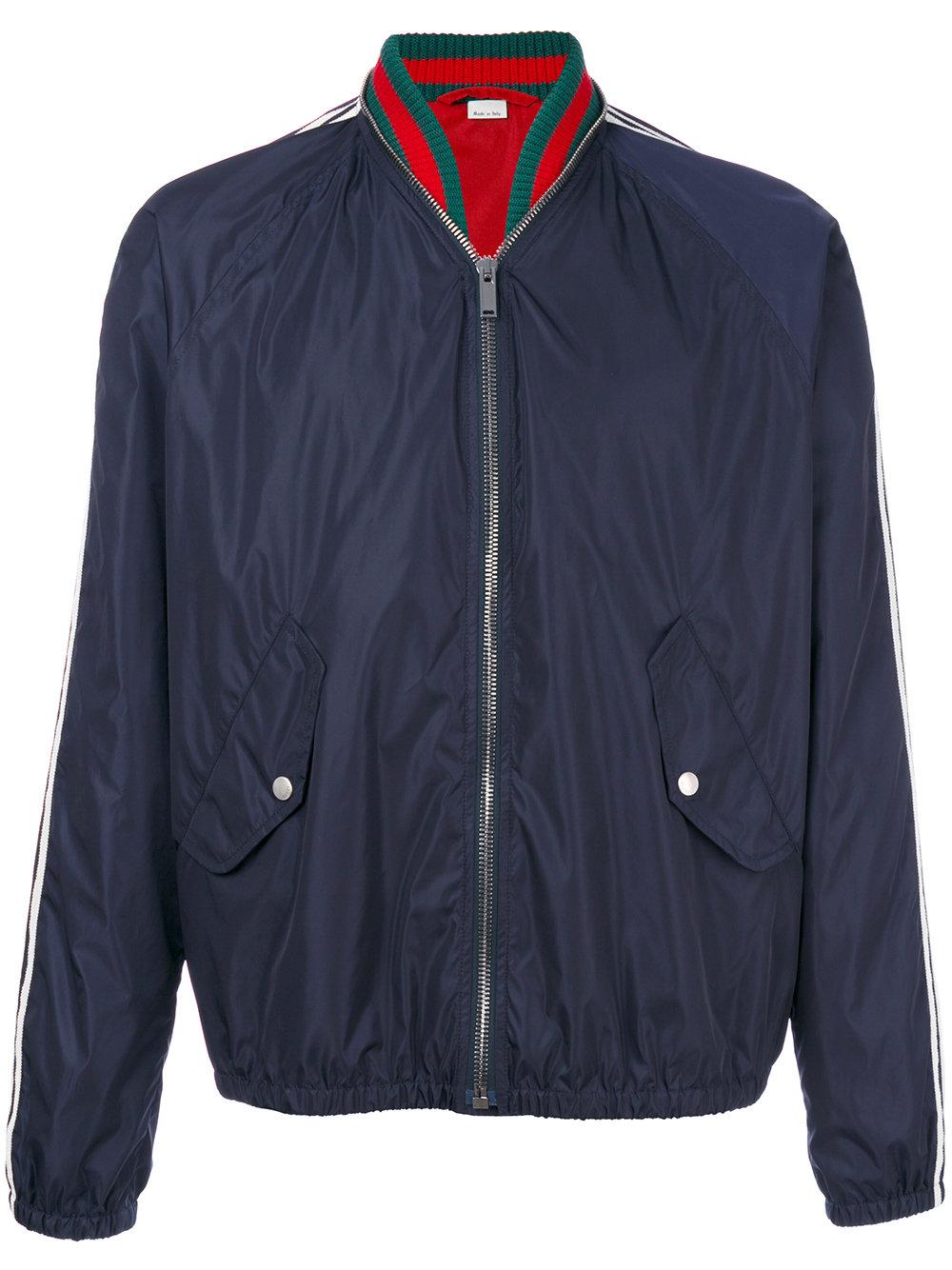Gucci Windbreaker Bomber Jacket in Blue for Men | Lyst
