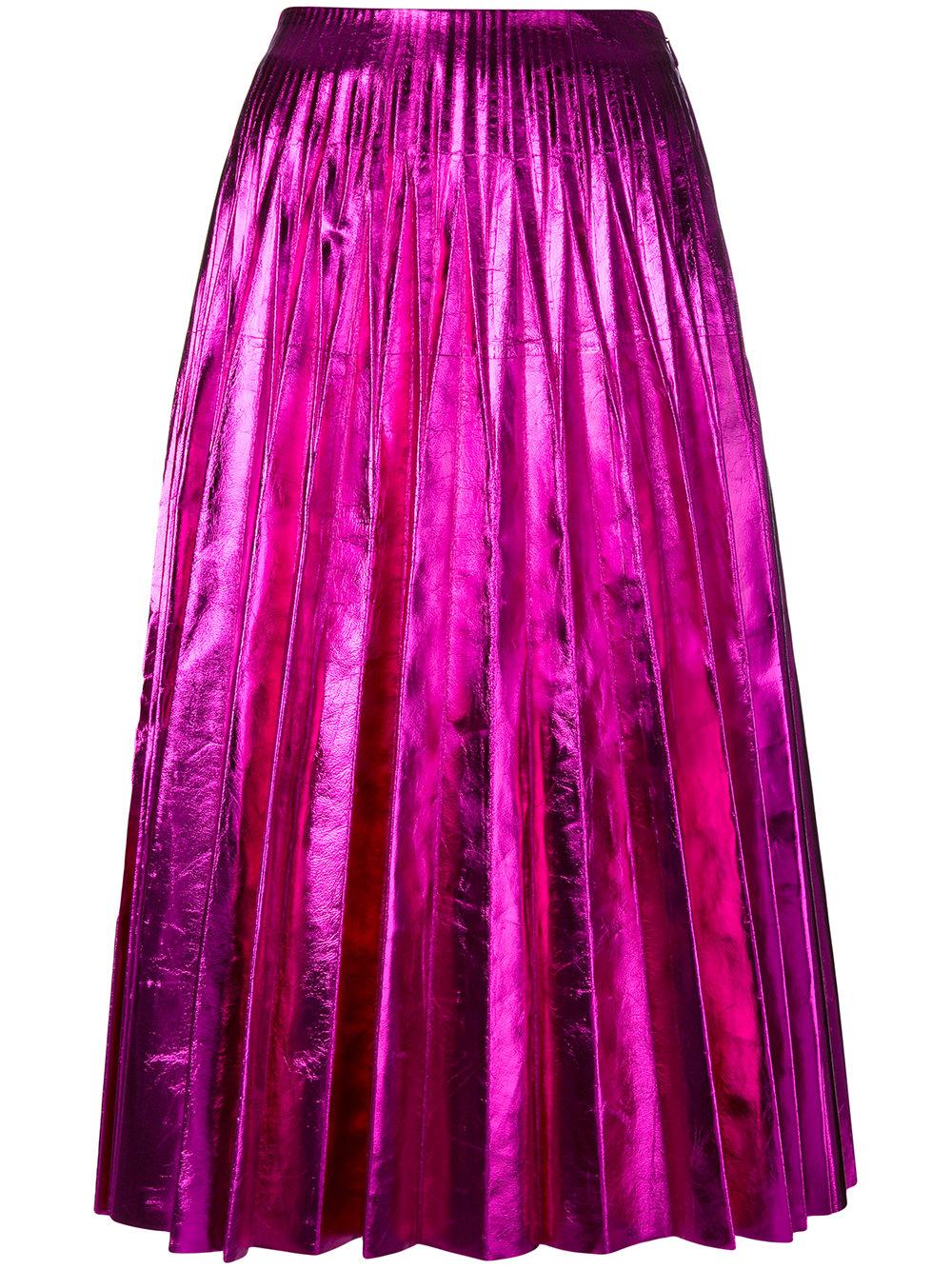 Gucci Pleated Metallic Skirt in Purple | Lyst