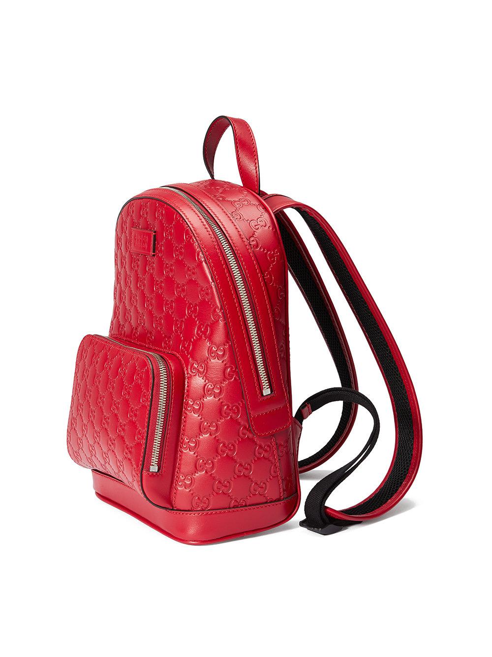Lyst - Gucci Signature Leather Backpack in Red for Men