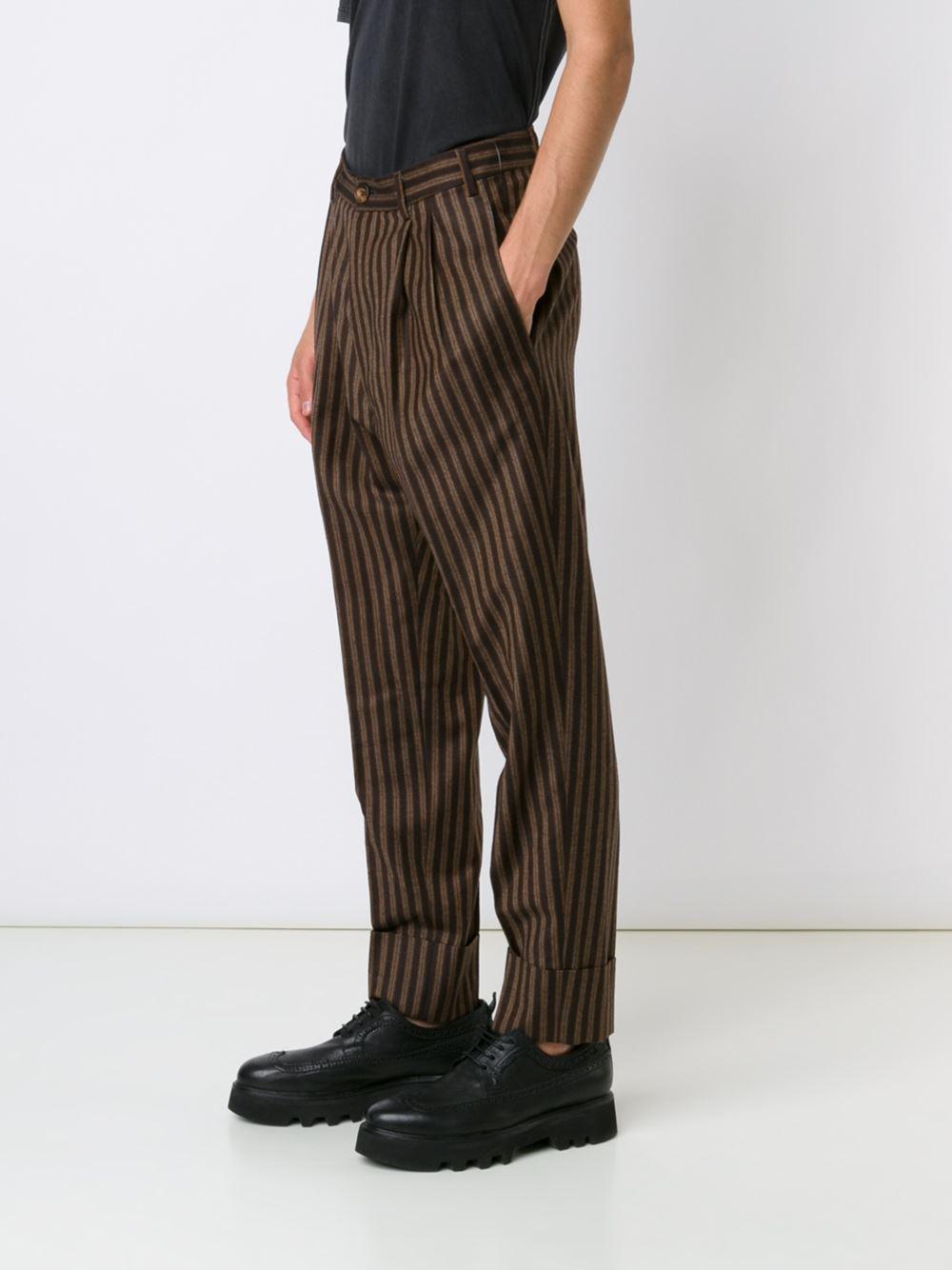 Vivienne Westwood Wool Pinstripe Pants in Brown for Men - Lyst