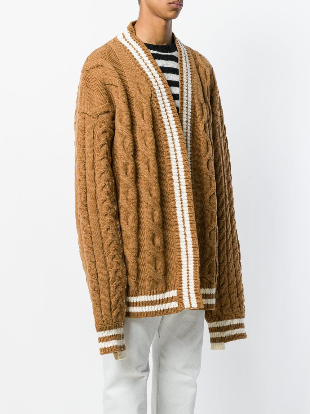 Paura Oversized Cable-knit Cardigan in Brown for Men | Lyst