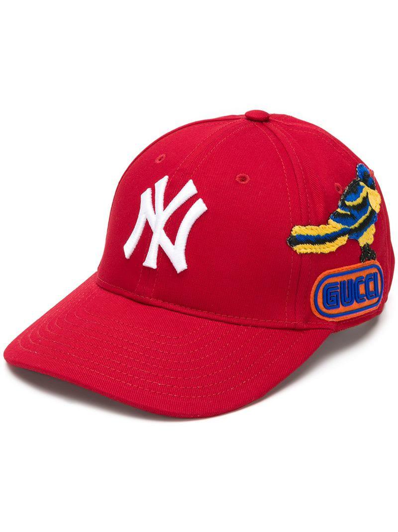 Gucci Ny Yankees Baseball Cap in Red - Lyst