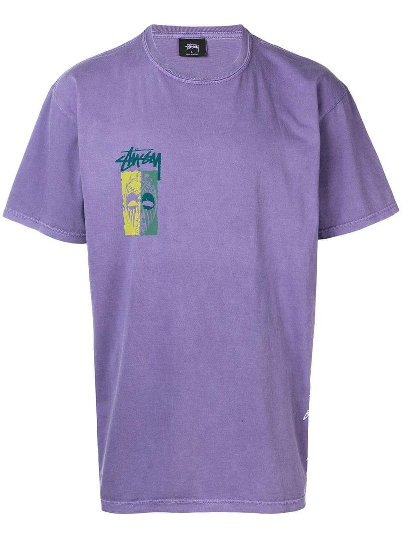 Stussy Rear Print T-shirt in Purple for Men - Lyst