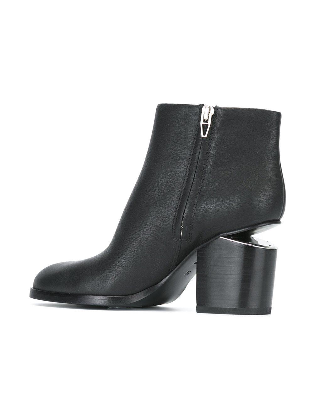 Lyst - Alexander Wang Gabi Leather Silver-Cutout Ankle Boots in Black ...