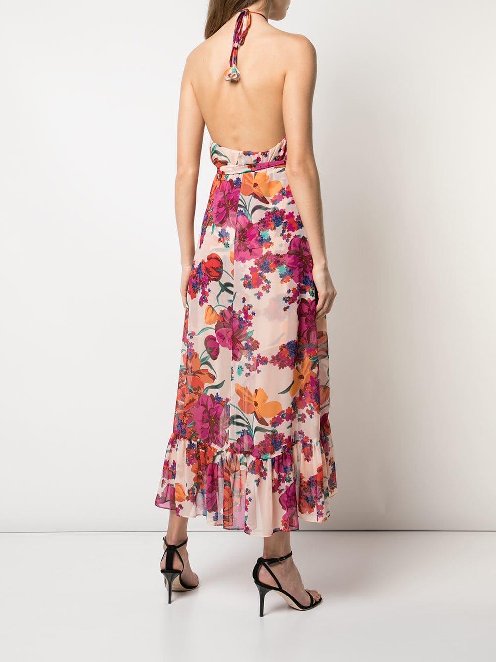 MISA Floral Draped Dress in Pink - Lyst